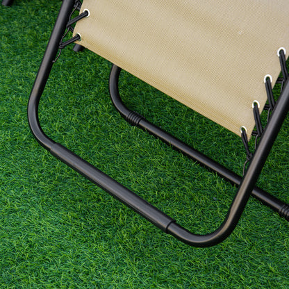 Folding Zero Gravity Chairs, 3 Pieces Adjustable Sun Lounger and Table Set with Cup Holder and Headrest