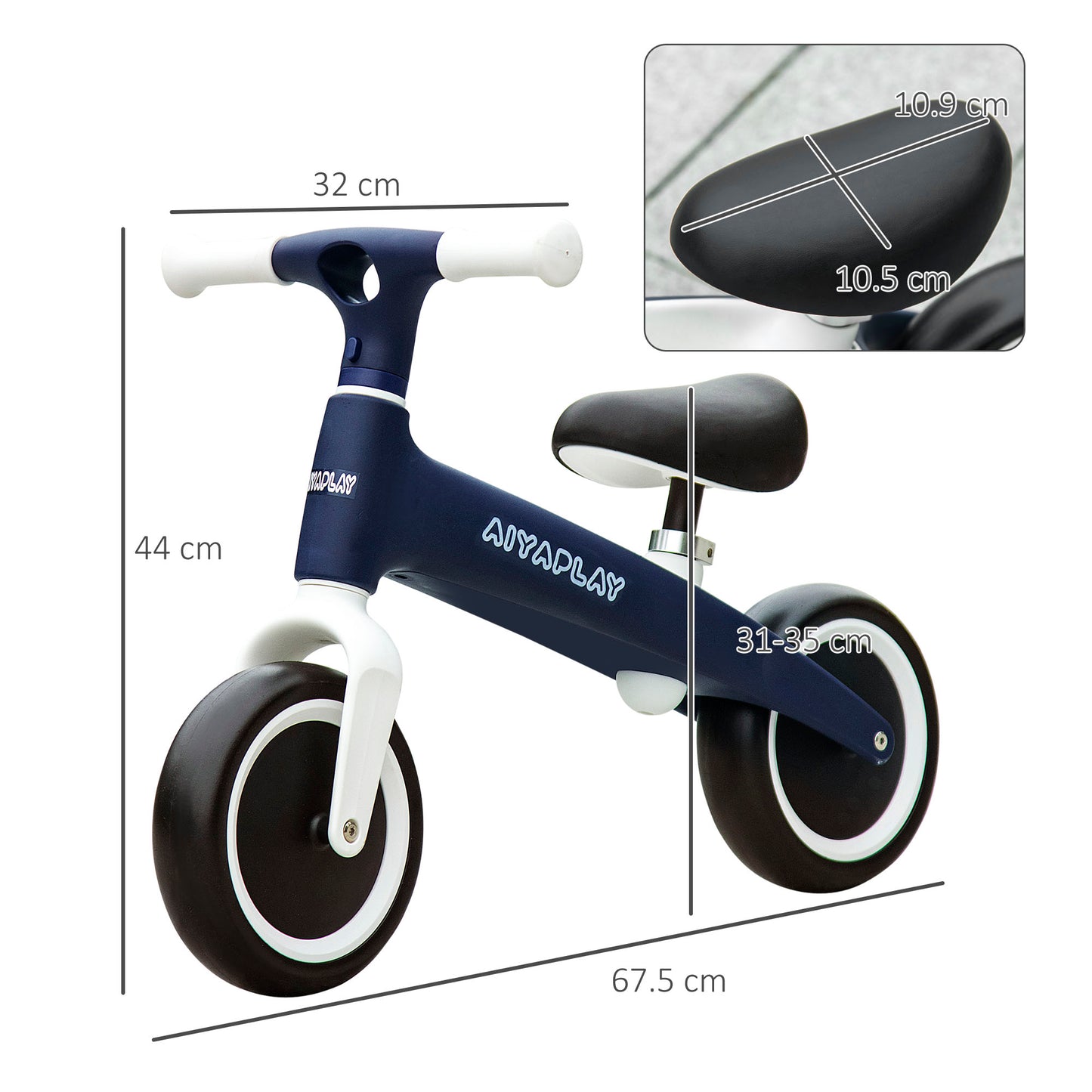 Baby Balance Bike, with Adjustable Seat, for 1.5-3 Years - Blue