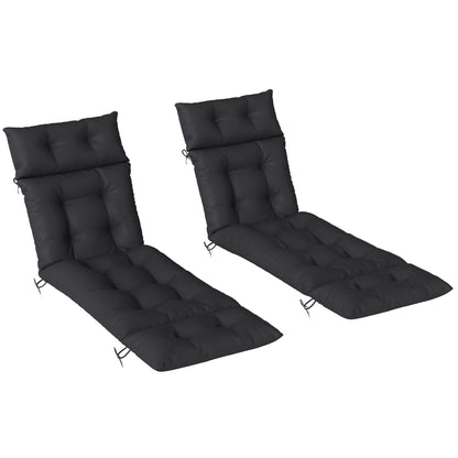 Set of Two 190 x 56cm Sun Lounger Cushions - Black