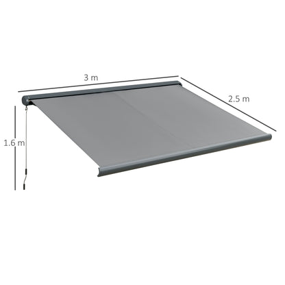 Cassette Electric Manual Awning Door Window Retractable Canopy w/ R/C & LED 300W x 0-250D cm