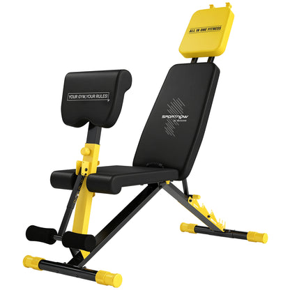 Adjustable Weight Bench for Home Gym, 300kg Incline Decline Flat Foldable Bench Press with 7 Backrest Positions, Yellow