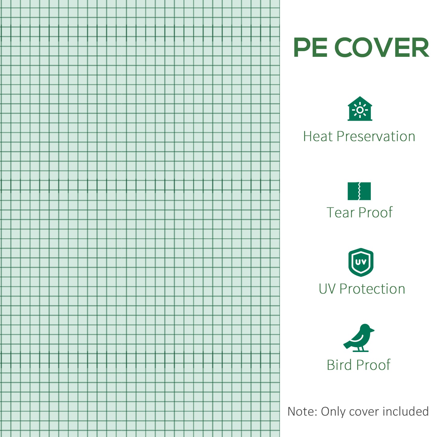 3 x 2 x 2m Greenhouse Replacement Cover ONLY Winter Garden Plant PE Cover for Tunnel Walk-in Greenhouse with Roll-up Windows