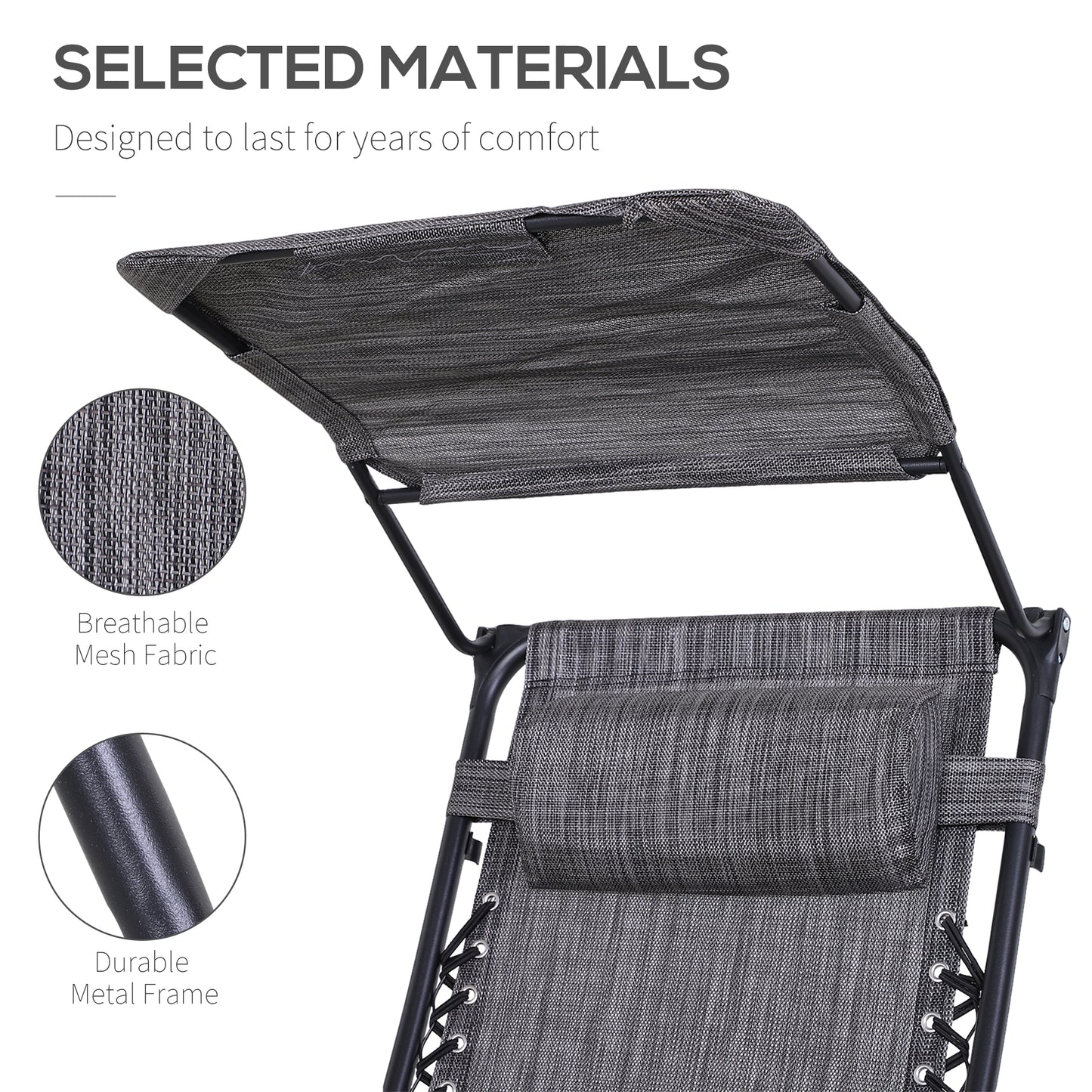 Foldable Reclining Garden Chair with Headrest, Zero Gravity Deck Sun Lounger Seat Chair with Footrest, Armrest