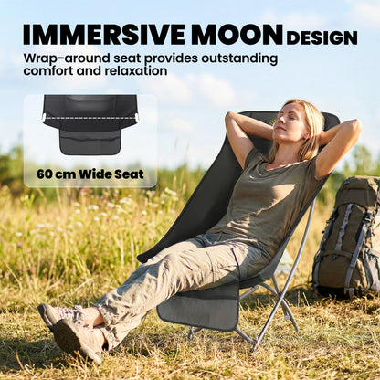 Camping Chair for Adults Heavy Duty Folding Camp Chair with Side Pocket and Carry Bag Black