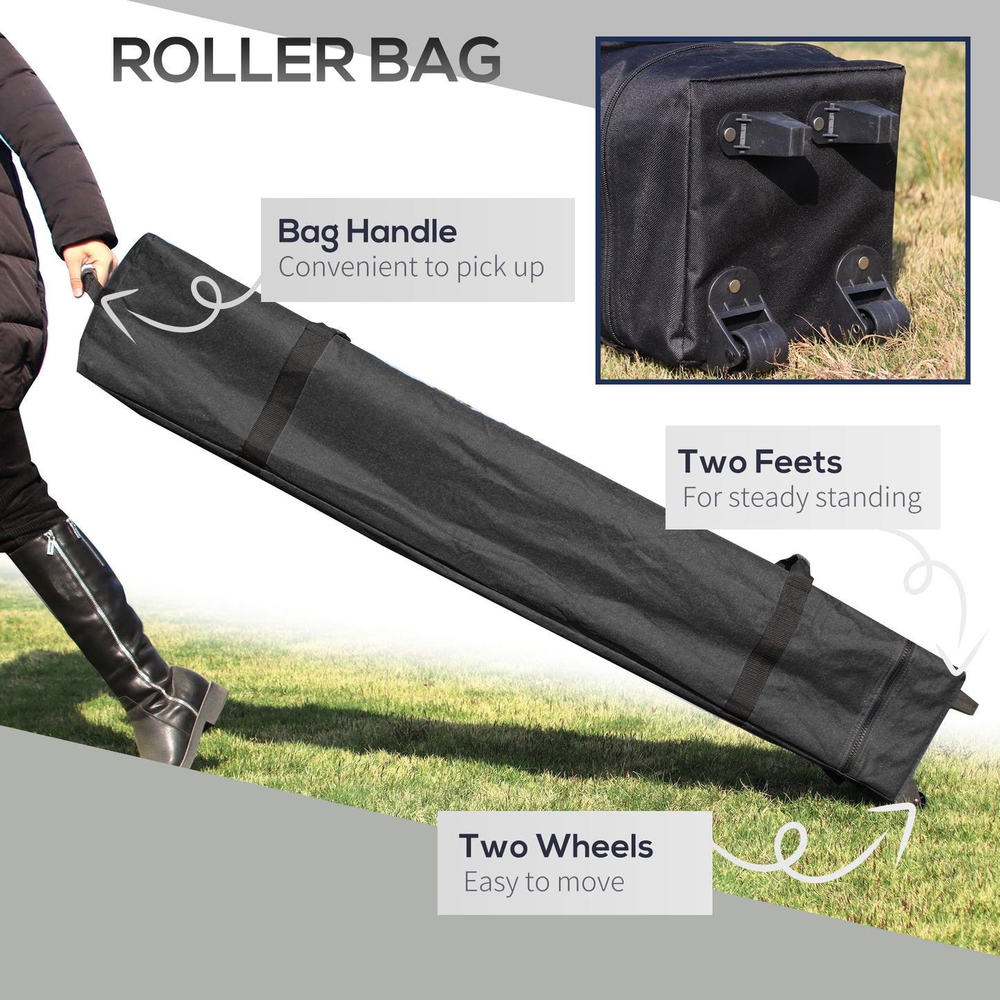 3 x 3(M) Pop Up Gazebo, UPF 50+ Foldable Canopy Tent with Wheeled Carrybag, 4 Leg Weight Bags