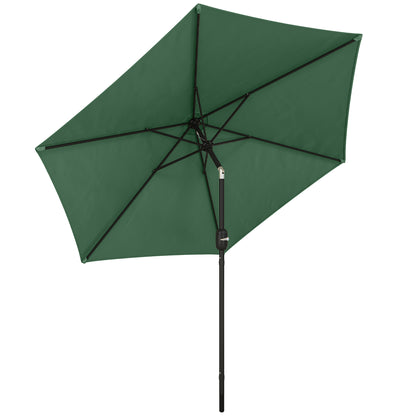 2.6 m Garden Parasol Umbrella with Aluminium Pole, Outdoor Patio Umbrella with Tilt and Crank, Vent, Dark Green