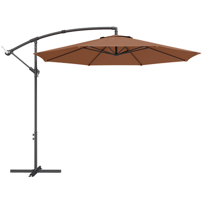 3 m Overhanging Cantilever Parasol, with Cross Base - Coffee