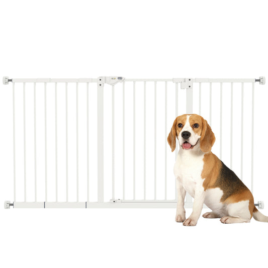 Adjustable Safety Gate w/ Three Extensions, Four Adjustable Screws, White