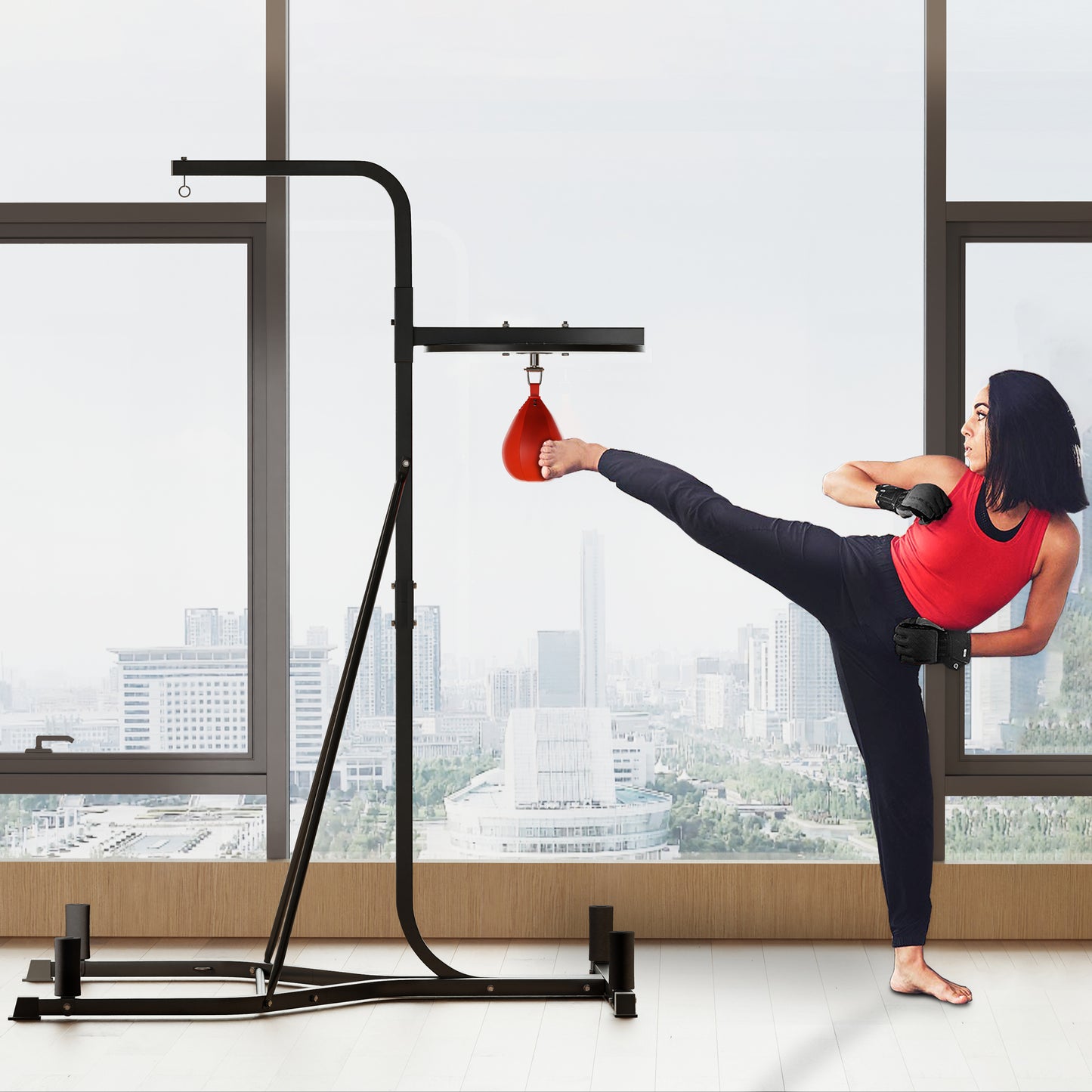 Adjustable Freestanding Speedbag, Punch Bag Hanger, Black