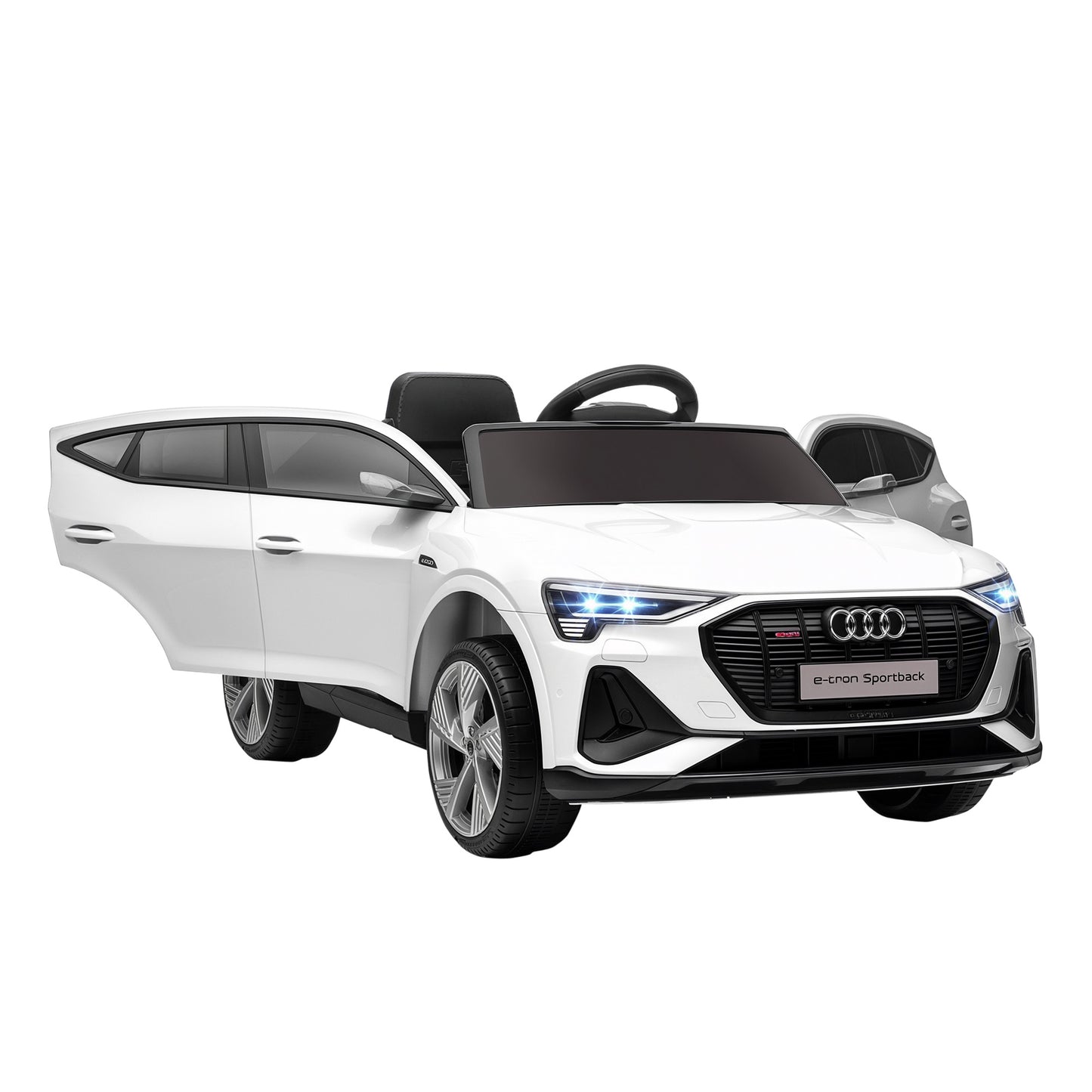 12V Kids Electric Ride-On Car, with Remote Control, Lights, Music, Horn - White