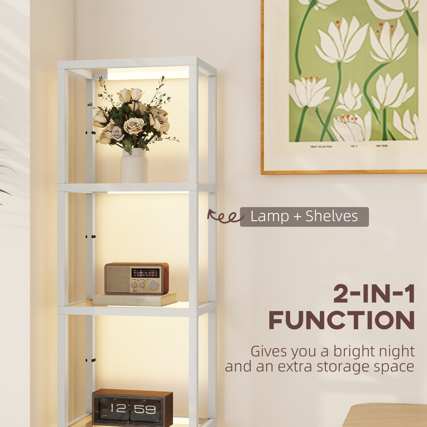 Four-Shelf Floor Lamp - Grey