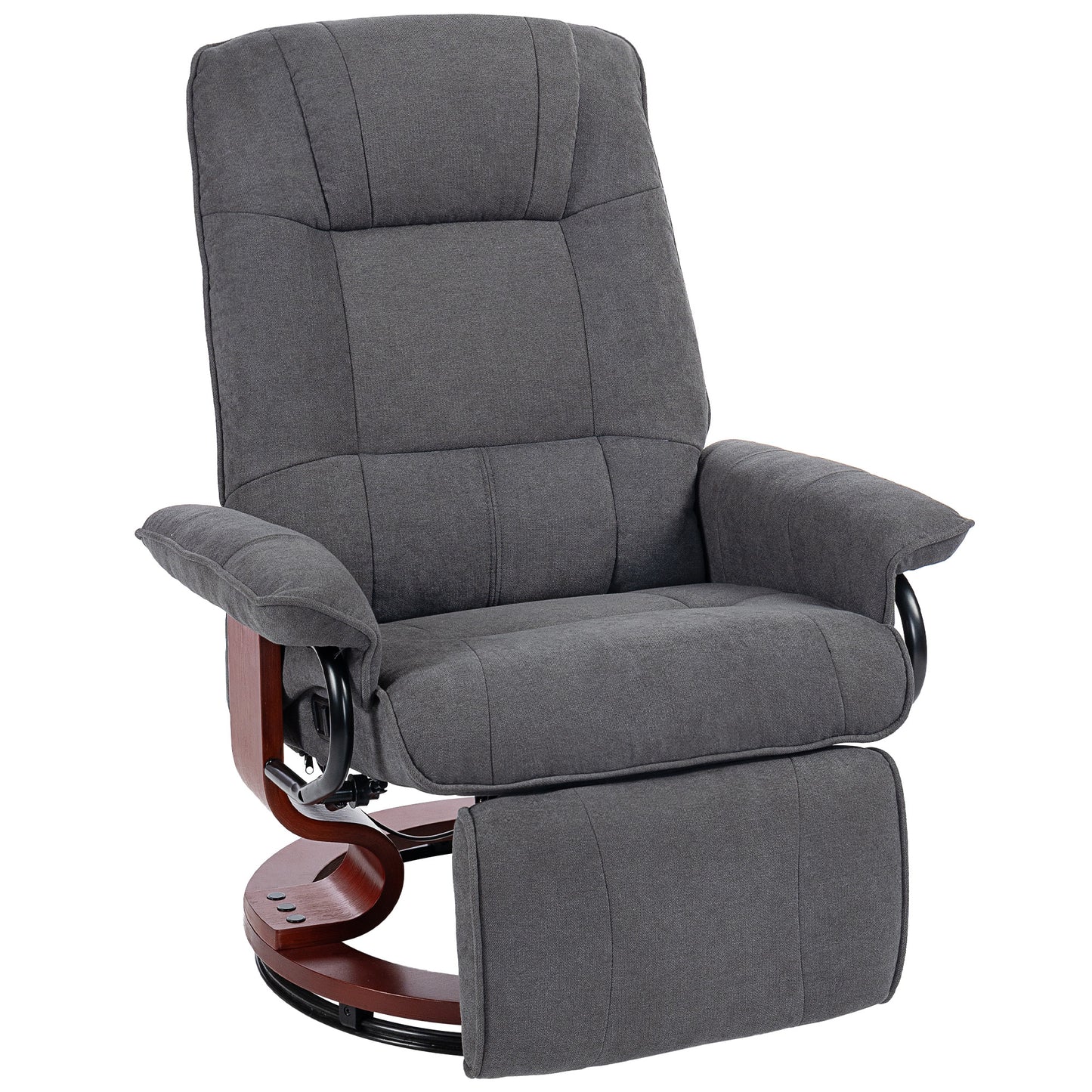 Reclining Swivel Chair, with Footrest - Grey