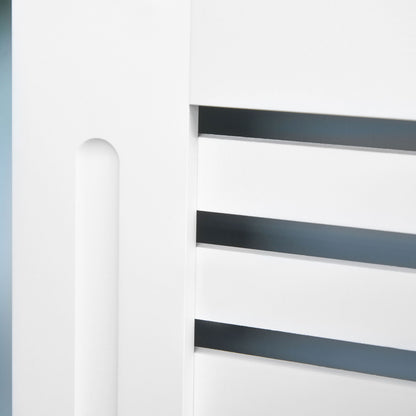 Radiator Cover, Modern MDF White Painted Cabinet with Horizontal Slats for Living Room, Bedroom, 172L x 19W x 81H cm