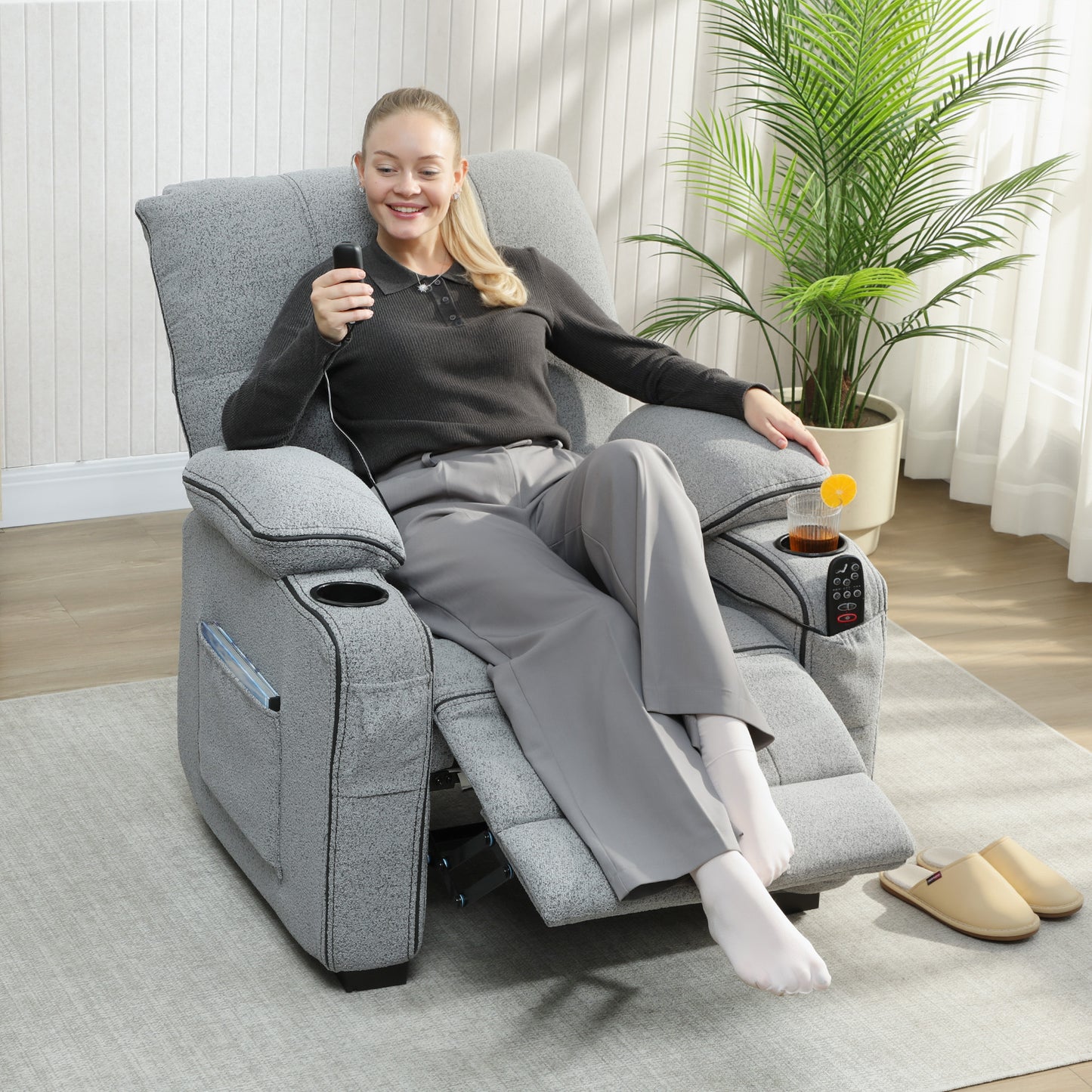 Electric Massage Recliner Armchair with Vibration, Heat, Whisper-Quiet Motor, Memory Function