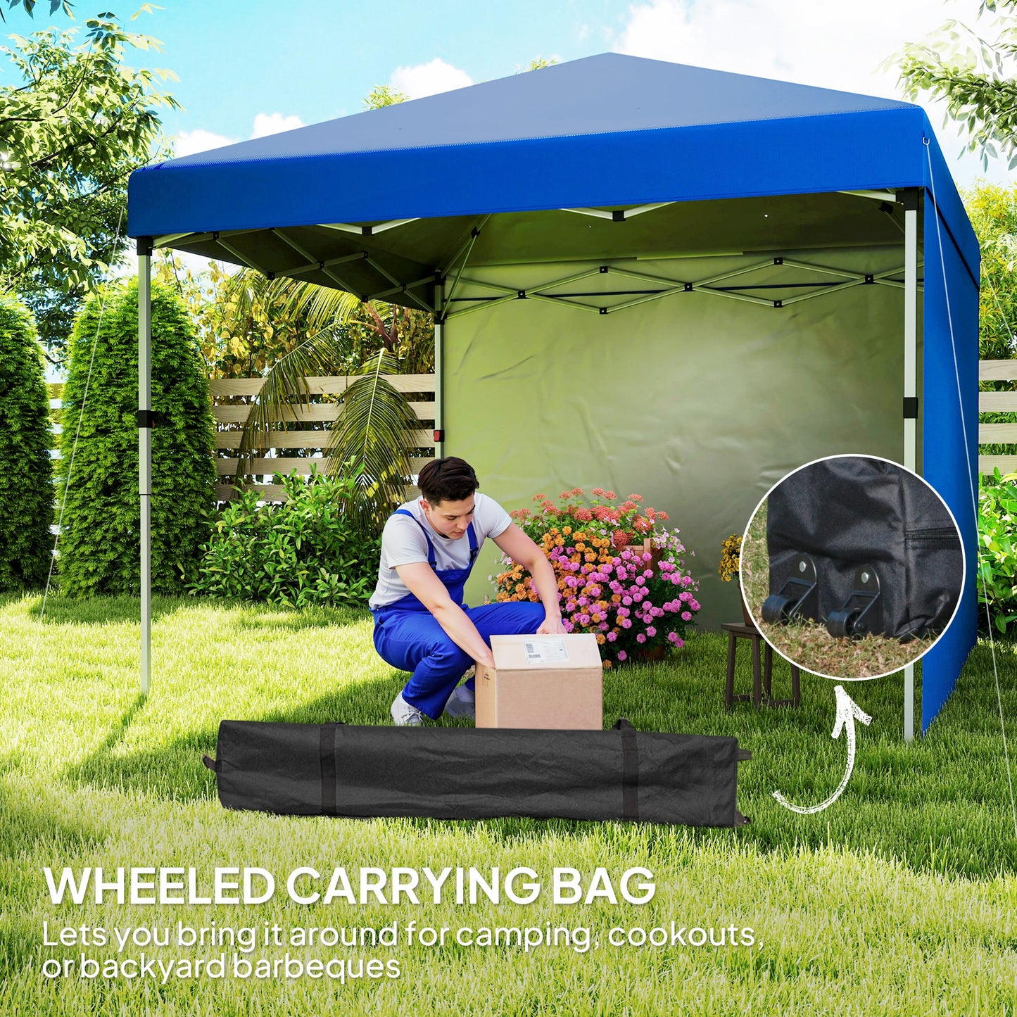3 x 3 (M) Pop Up Gazebo, UPF 30+ with 2 Sidewalls, Leg Weight Bags and Wheeled Bag