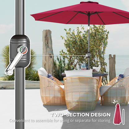 3(m) Tilting Parasol Garden Umbrellas, Outdoor Sun Shade with 8 Ribs, Tilt and Crank Handle for Balcony, Bench, Garden