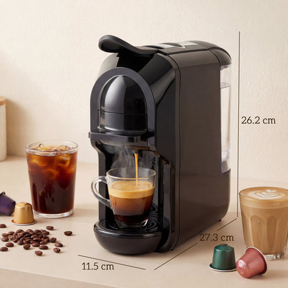 Pod Coffee Machine for Nespresso, Dolce Gusto Capsule & Ground Coffee, Small Semi Automatic Coffee Maker, 19 Bar, 0.6L