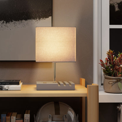 Bedside Lamp with USB A+C Charging Ports and 3 Phone Stands