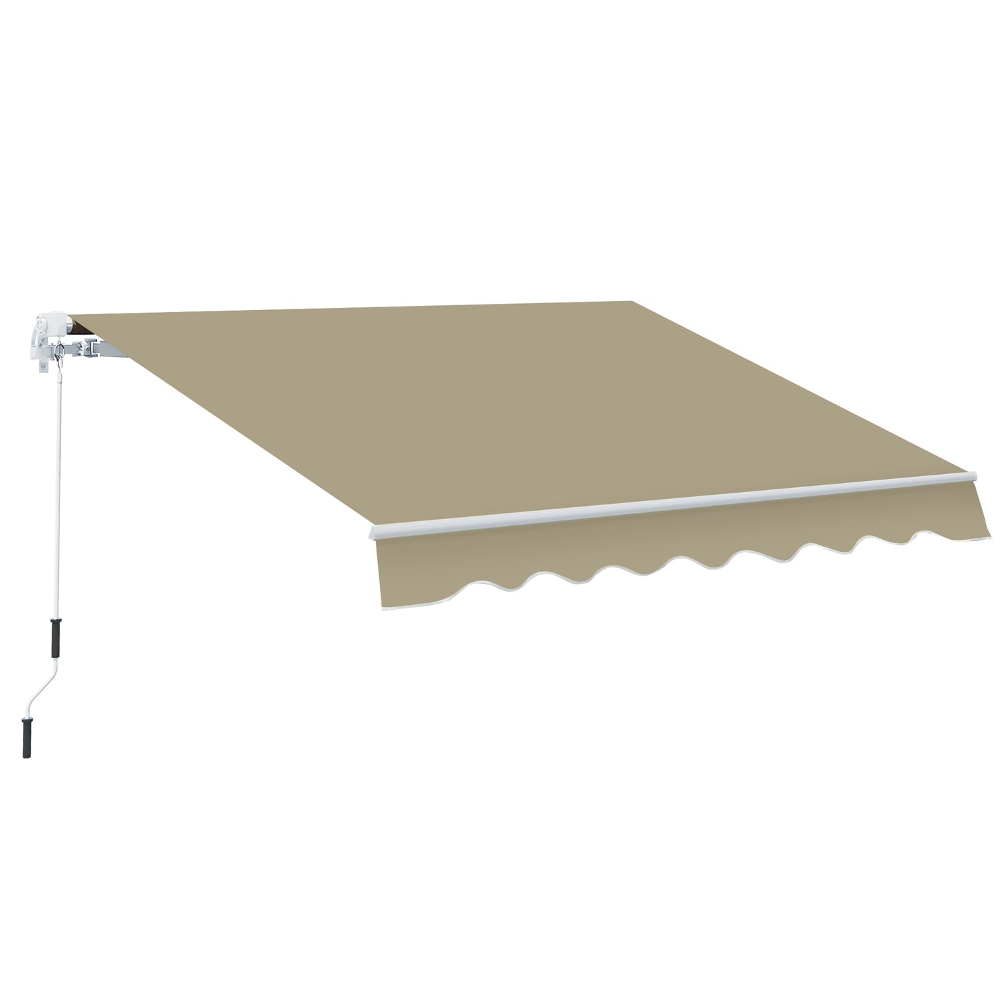 2.5x2 m Manual Retractable Awning-Khaki Canopy, White Frame