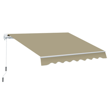 2.5x2 m Manual Retractable Awning-Khaki Canopy, White Frame