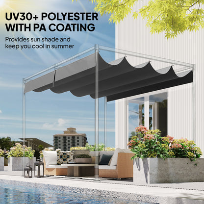 Retractable Pergola Canopy Only, 3.92 x 3.5 m, UV30+ Replacement Canopy Cover for 4 x 3 m Pergola, Dark Grey