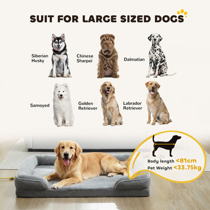 Dog Sofa Bed, Washable Pet Bed with Removable Cover and Non-Slip Bottom for Small, Medium and Large Dogs, Grey