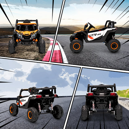 12V Kids Ride On Car with Remote Control, Kids Electric Car with Suspension System, Music, for Ages 3-5 Years, Orange