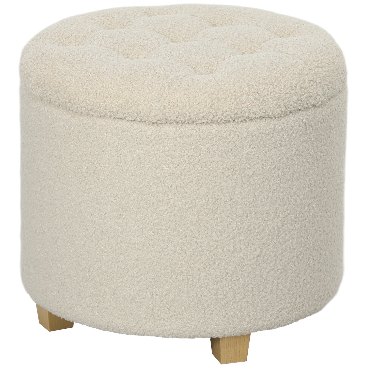 40.5L Teddy Fleece Storage Ottoman - Cream White