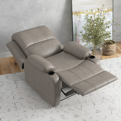 Recliner Chair, Microfibre Reclining Chair with Adjustable Leg Rest, Cup Holders, Recliner Armchair for Home Living Room
