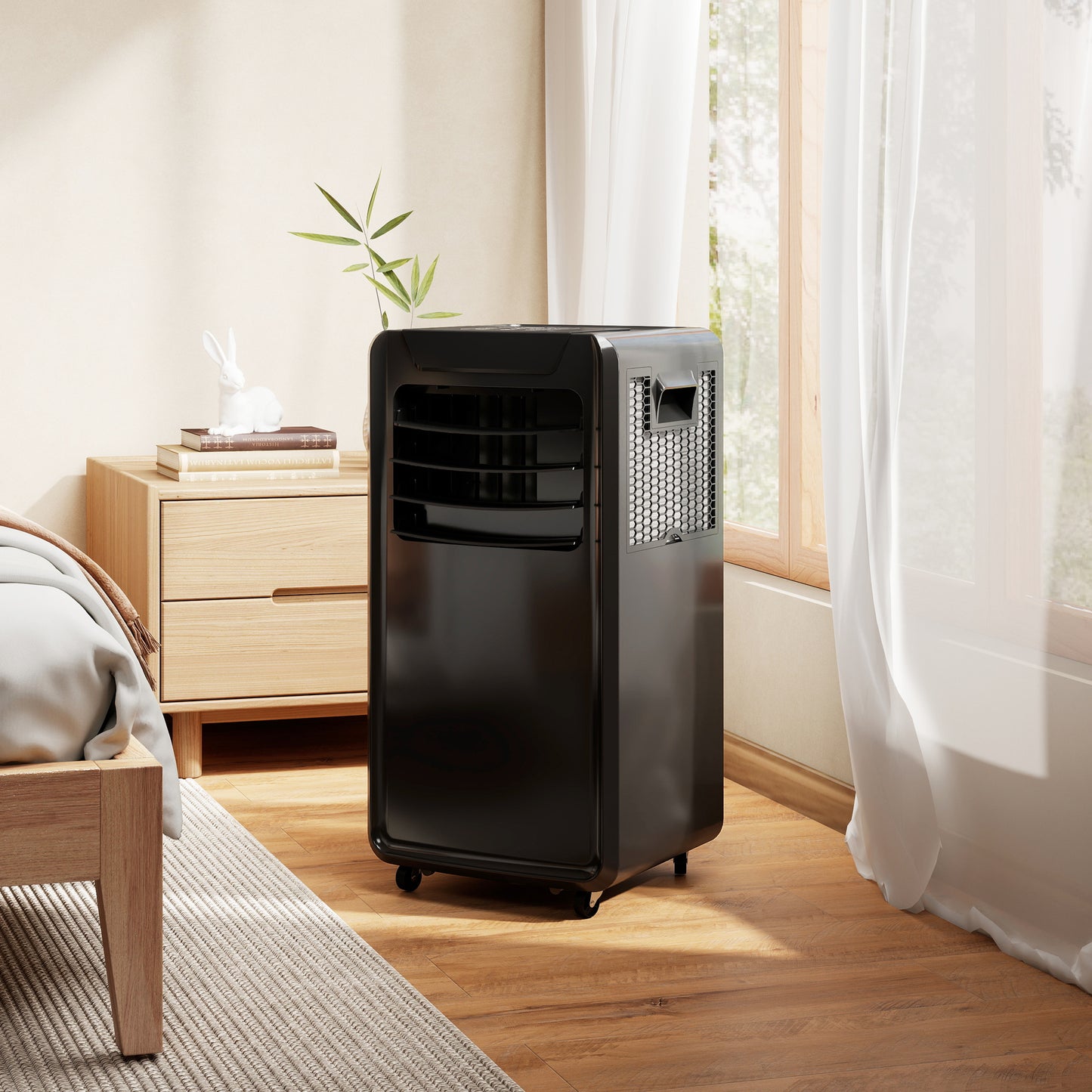 Air Conditioning Unit 10000 BTU, 4-in-1 Portable Air Conditioner with Remote Control, LED Display, 2 Speeds, Black