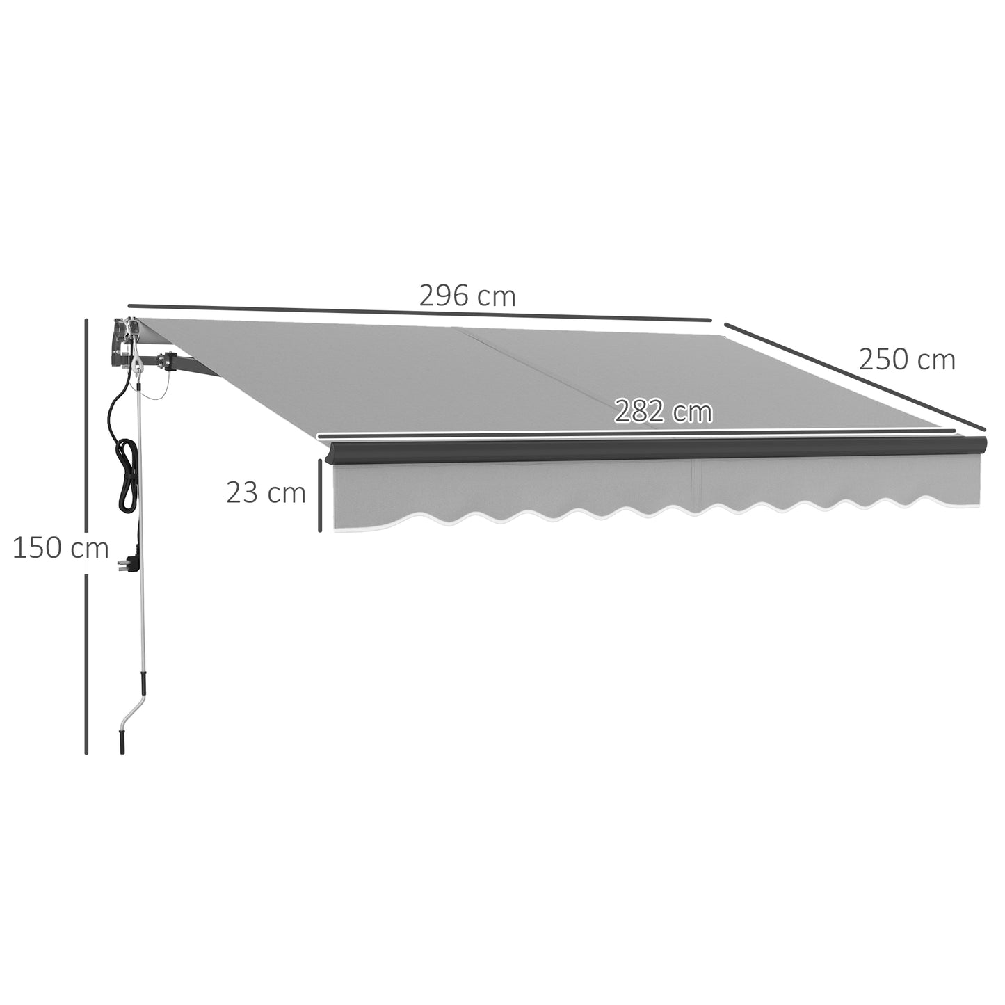 3 x 2.5m Electric Awning with Remote Controller, Aluminium Frame DIY Retractable Awning