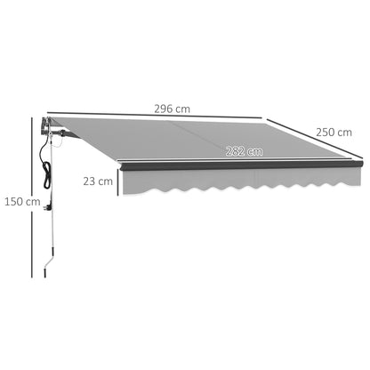 3 x 2.5m Electric Awning with Remote Controller, Aluminium Frame DIY Retractable Awning