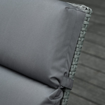 Set of 2 Sun Lounger Cushions, Replacement Cushions for Rattan Furniture with Ties, 196 x 55 cm, Cushion ONLY, Dark Grey