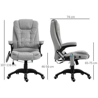Office Chair, Ergonomic Fabric Desk Chair with 6-Point Massage and Back Heated, Arms, Lumbar Support, Light Grey