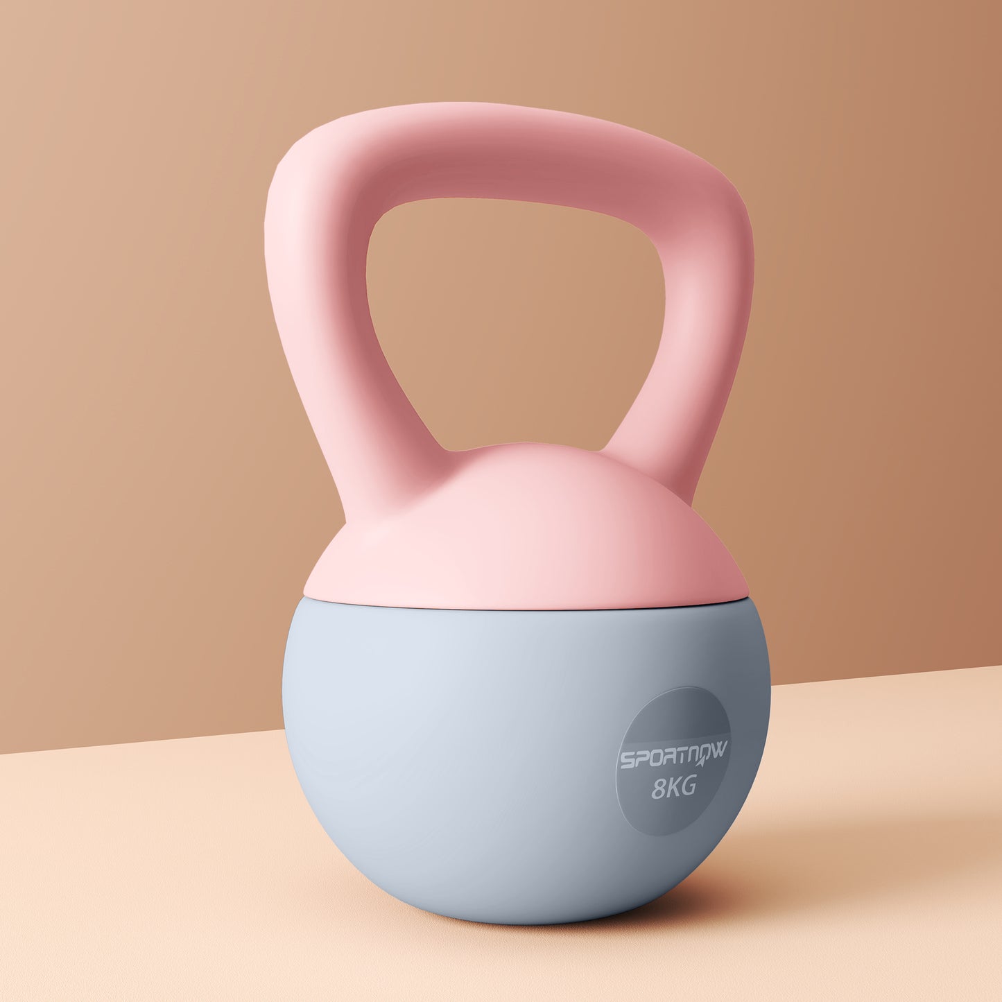 8KG Soft Kettlebell, Kettlebell with Non-Slip Handle for Home Gym, Weight Lifting, Strength Training, Pink/Grey