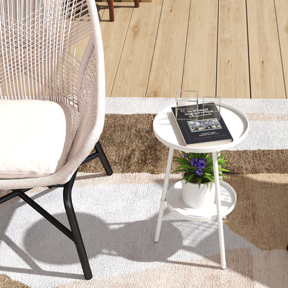 Two-Tier Metal Garden Table - White