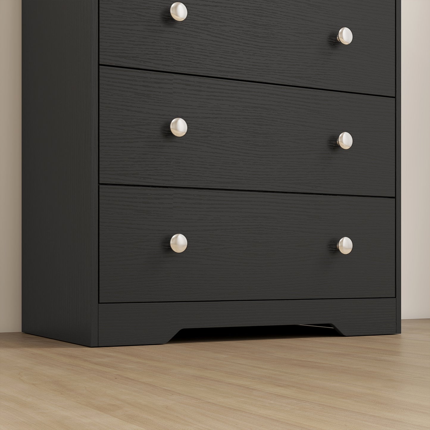 4 Drawer Chest of Drawers, Modern Dresser for Bedroom, Storage Cabinet for Living Room Entryway, Black Wood Effect