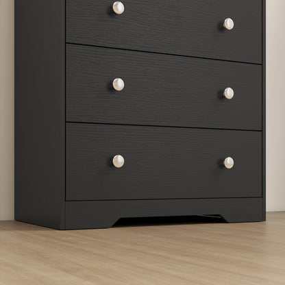 4 Drawer Chest of Drawers, Modern Dresser for Bedroom, Storage Cabinet for Living Room Entryway, Black Wood Effect