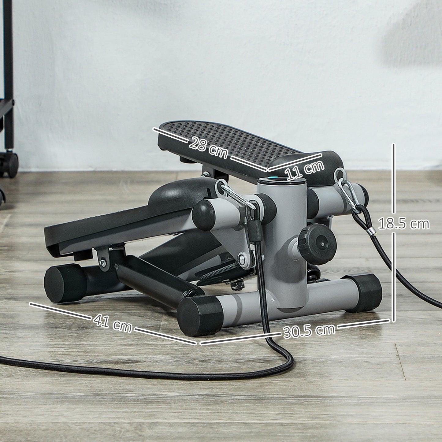 Mini Stepper, Compact Step Machine Exerciser for Home Workouts, with Resistance Bands, LCD Monitor, Non-Slip Pedals