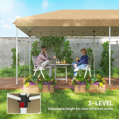 3 x 6m Pop Up Gazebo, Outdoor Canopy Shelter, Marquee Party Wedding Tent with 6 Mesh Walls and Carry Bag, Beige
