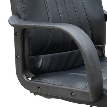 Swivel Executive Office Chair, PU Leather Computer Desk Chair with Adjustable Height, Wheels, Black