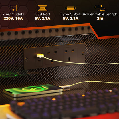 Two-Level LED Gaming Desk - Black