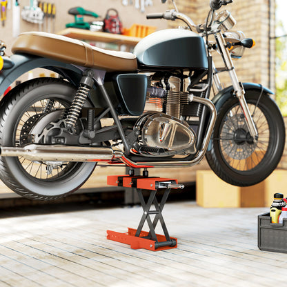 500 kg Motorcycle Scissor Lift Jack, Heavy Duty Steel Adjustable Motorbike Lifting Hoist Stand with Safety Pin