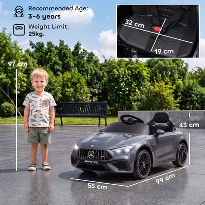 Licensed Mercedes AMG Kids Electric Car, 12V Ride On Car with Dual Motors, Remote Control for 3-6 Years, Grey