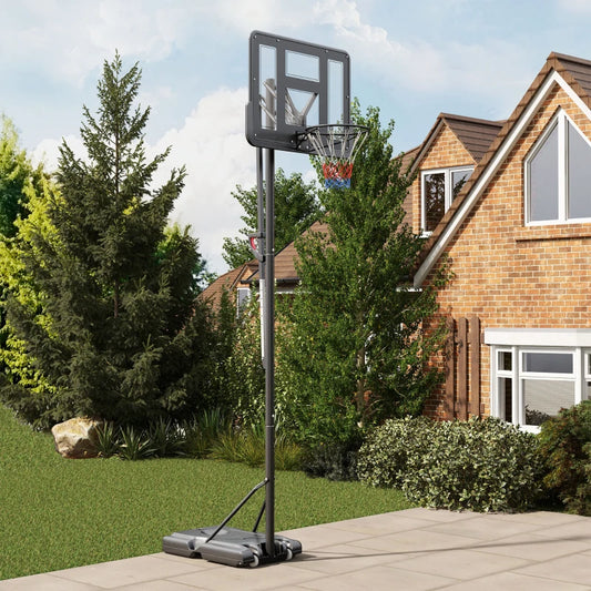 2.35-3.05m - Height Adjustable Basketball Hoop / Net with Dark Grey Backboard