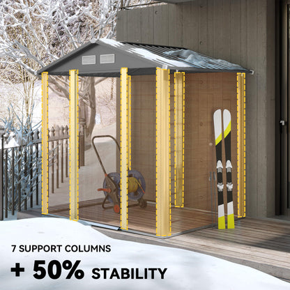 6.5 x 5ft Metal Garden Shed, House Hut Gardening Tool Storage with Ventilations, Sliding Door, Sloped Roof for Garden, Patio