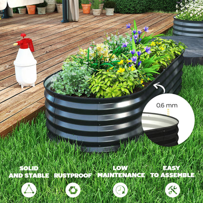 Set of Two 150 x 60cm Steel Planters - Dark Grey