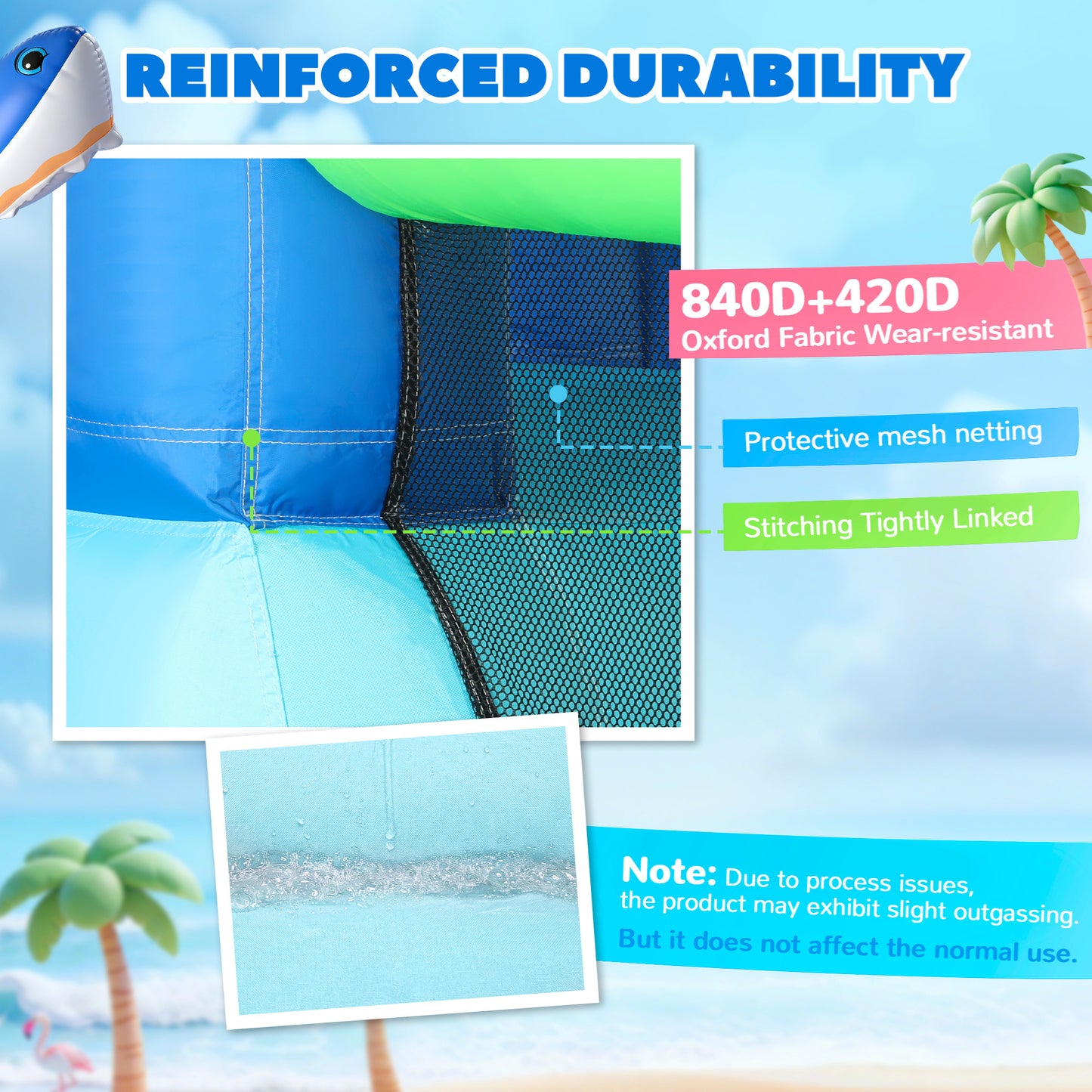Inflatable Bouncy Castle for Kids, Sharks Theme Jumping Bounce House with Slide, Climbing Wall for Indoor Outdoor