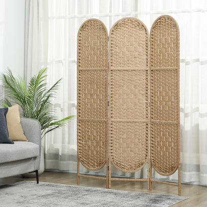 Freestanding Privacy Screen, 3 Panel Folding Room Divider for Living Room, Bedroom and Office, Natural Wood Finish