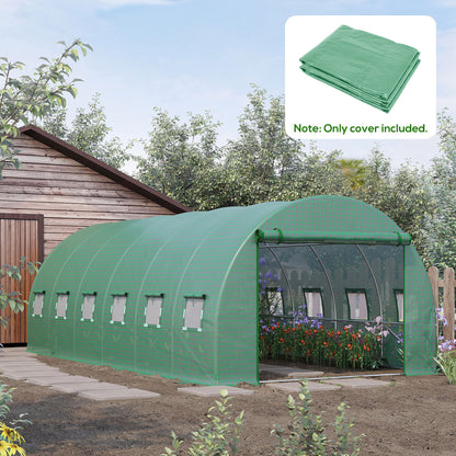 6 x 3 x 2m Greenhouse Replacement Cover ONLY Winter Garden Plant PE Cover for Tunnel Walk-in Greenhouse with Roll-up Windows
